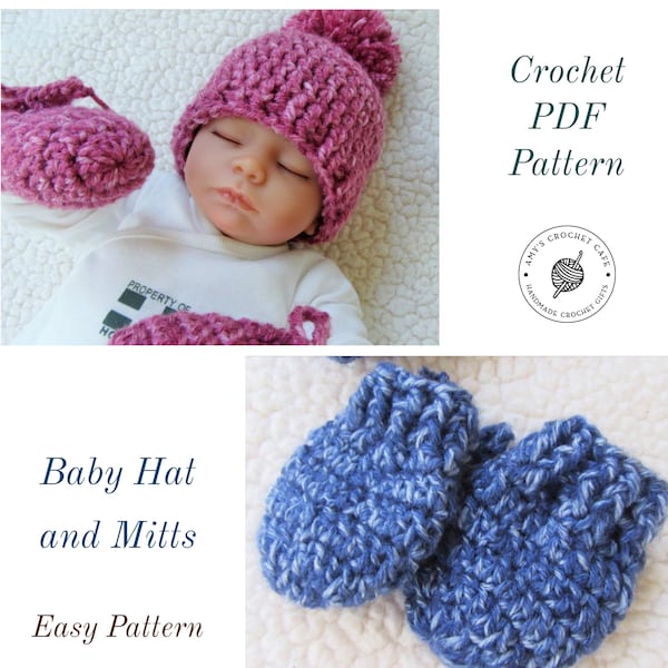 CROCHET PATTERN - Baby Hat / Baby Mittens / Newborn