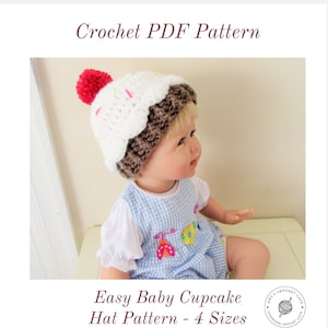CROCHET PATTERN / Baby Cupcake Hat / 4 Sizes (Newborn, 0-3, 3-6, 6-12)