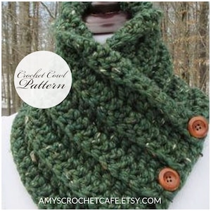 CROCHET PATTERN - Chunky Button Cowl / Winter Scarf