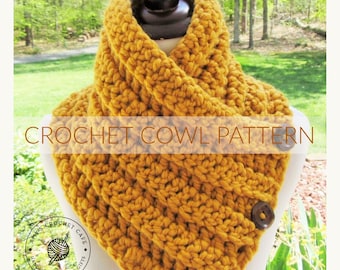 Chunky Button Cowl CROCHET PATTERN - Boston Harbor Scarf