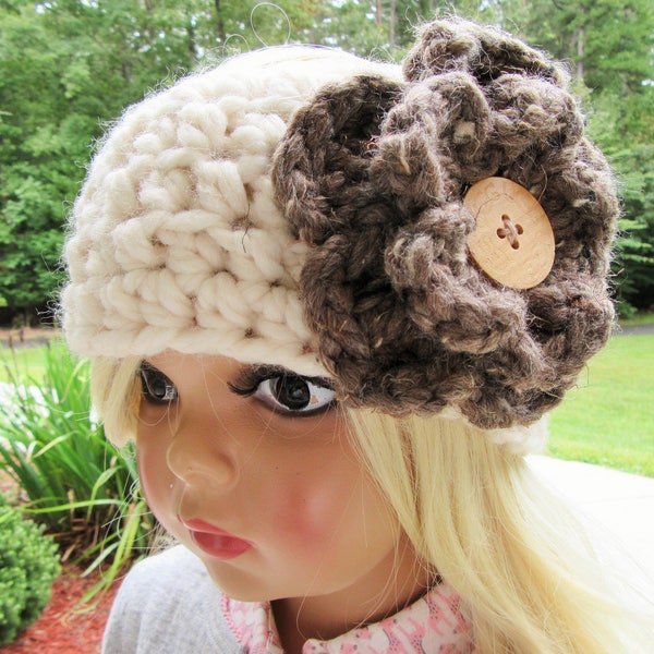 CROCHET HEADBAND / Chunky / Head Warmer / Ear Warmer / Ivory / Hair Accessory