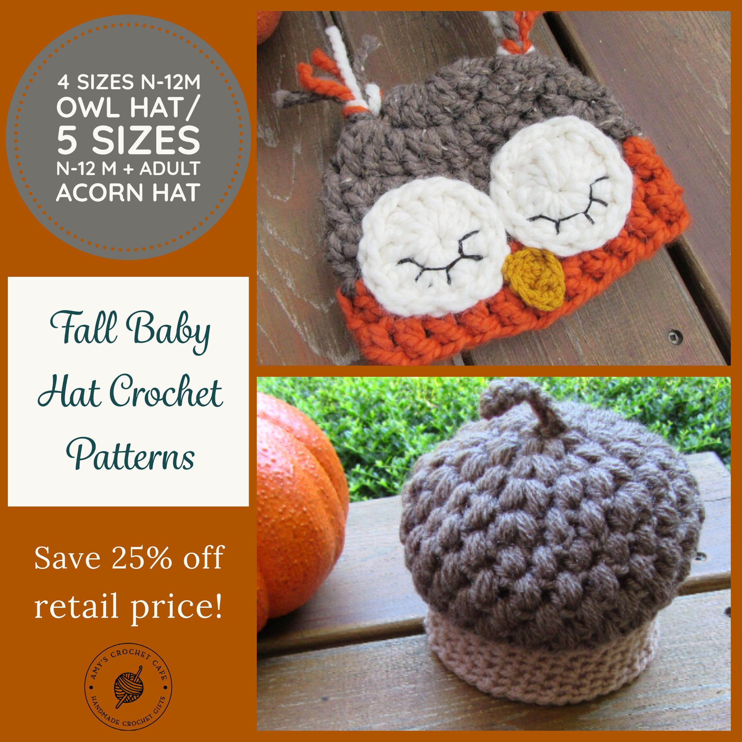 BABY OWL HAT Crochet Pattern Baby Acorn 