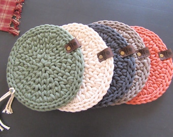 Crochet Kitchen Trivet: Recycled Cotton Braided Hot Pad