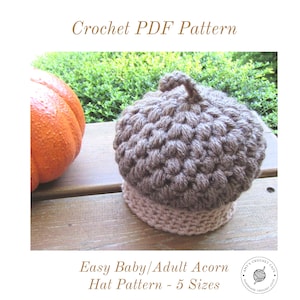 Molde de crochê para chapéu de bolota: tamanhos de bebê a adulto (molde em PDF)