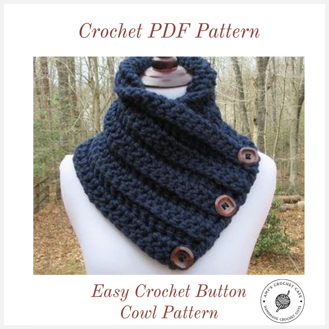 CROCHET PATTERN - Chunky Button Cowl / Boston Harbor Scarf - Etsy