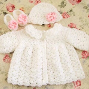 PATRÓN DE GANCHILLO para bebé - Suéter / Gorro / Patucos / 4 tallas (Recién nacido, 0-3, 3-6, 6-12) Conjunto infantil imagen 2