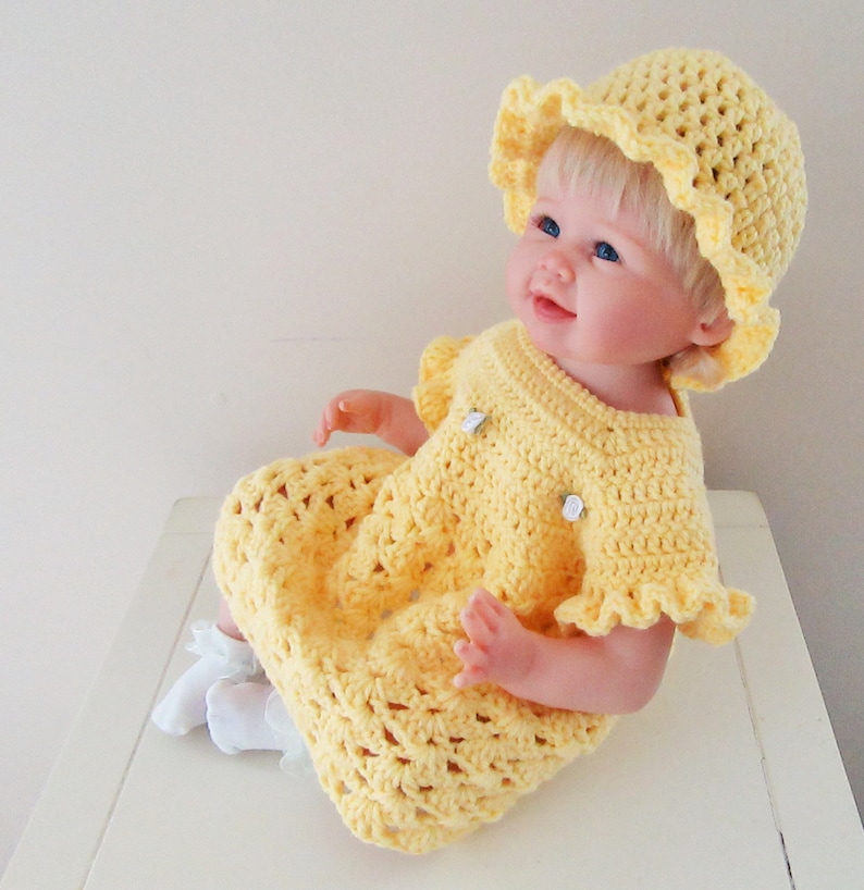 Infant Outfit Yellow Baby Dress Crochet Baby Dress Baby Dress Set Hat Newborn Dress Baby Photo Prop Summer Baby Dress New Baby Gift