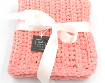 Crochet Baby Blanket: Chenille Style, Chunky, Infant Afghan, New Baby Gift