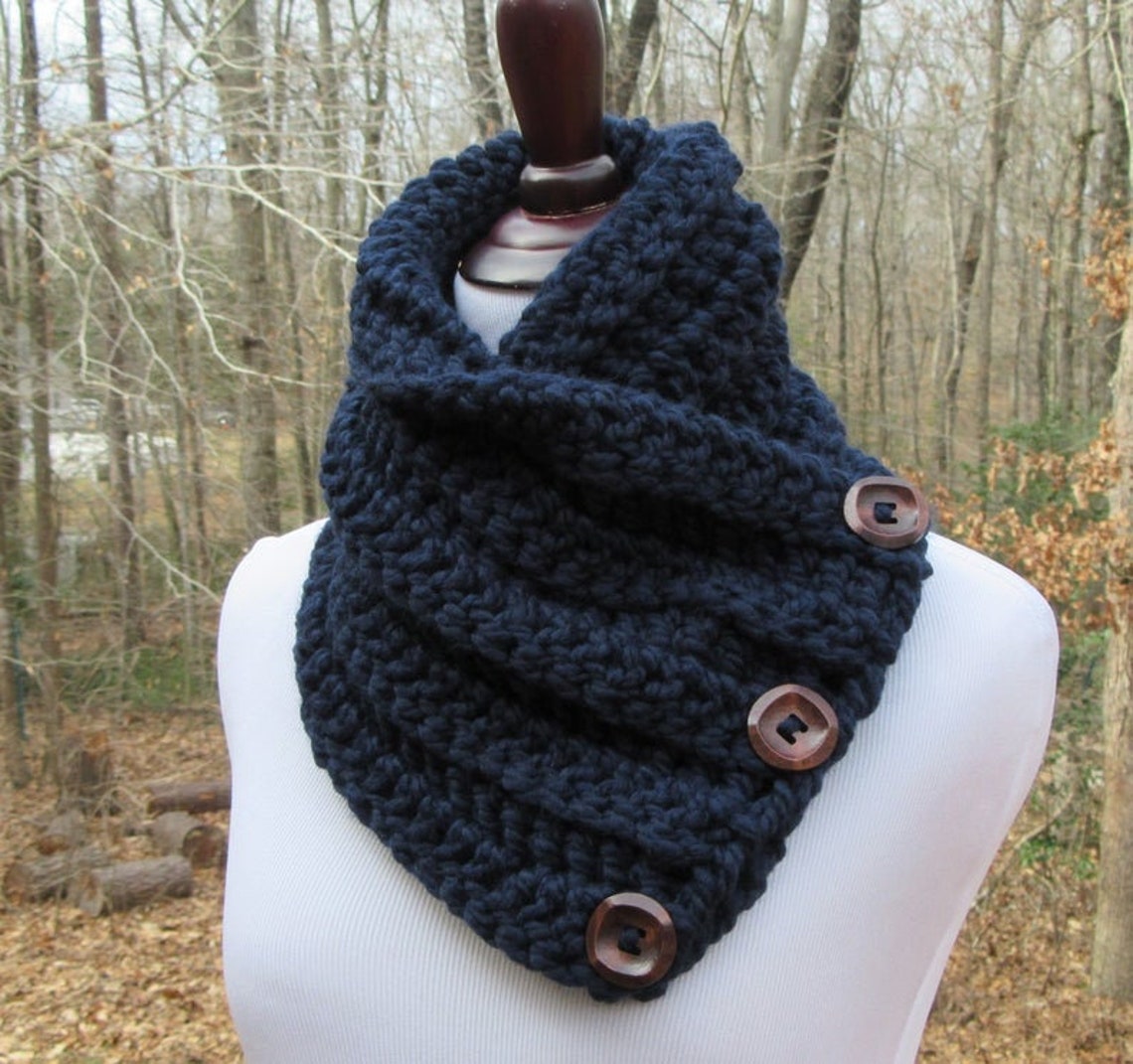 CROCHET PATTERN - Chunky Button Cowl / Boston Harbor Scarf - Etsy