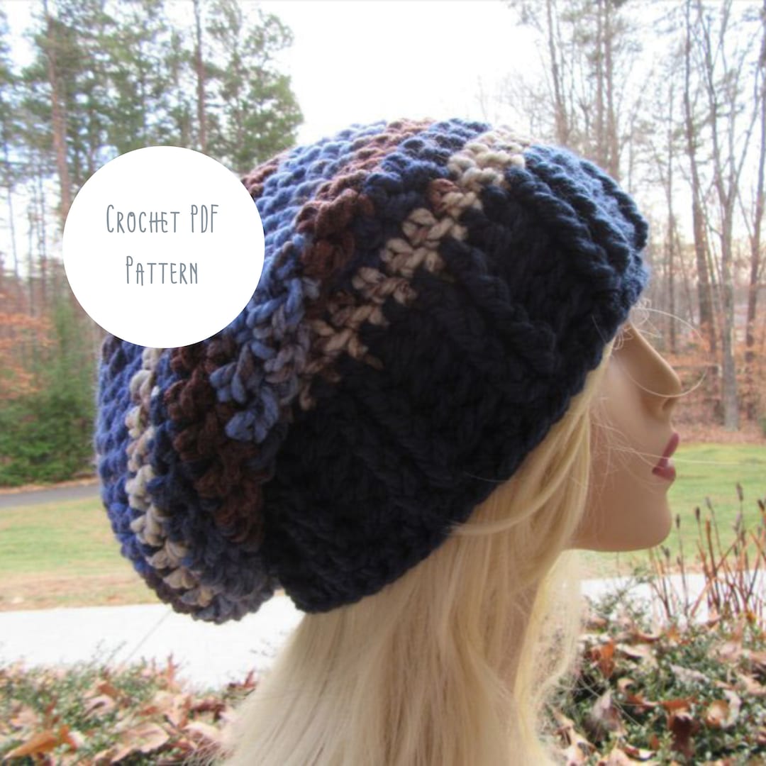 Slouchy Hat CROCHET PATTERN - Chunky Beanie - Etsy