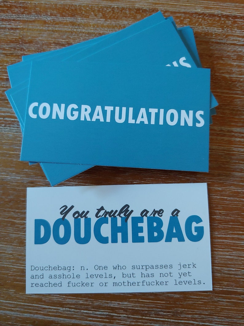 Congratulations...You Truly are a Douchebag Offensive Novelty Cards 25 pack image 1