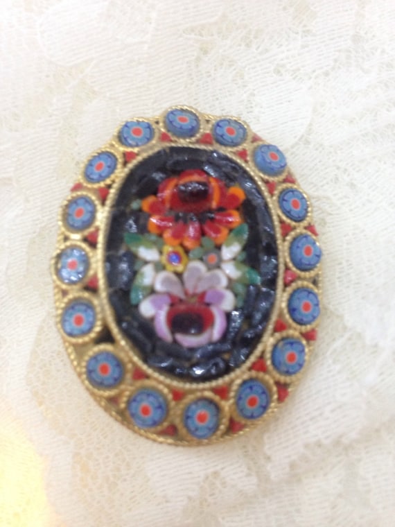 Exquisite Vintage Italian Micro Mosaic colorful br