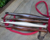 Hand turned Ergonomic Custom Crochet Hooks of European Beech wood, toned in Wenge, Walnut, Mahogany, Natural color, sizes G - N (4 -10 mm)