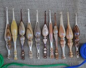 Hand turned Ergonomic Custom Crochet Hooks of two woods (Hornbeam, Robinia, Apricot, Pear, Walnut, Sweet Cherry, Mulberry, Ash wood etc.)