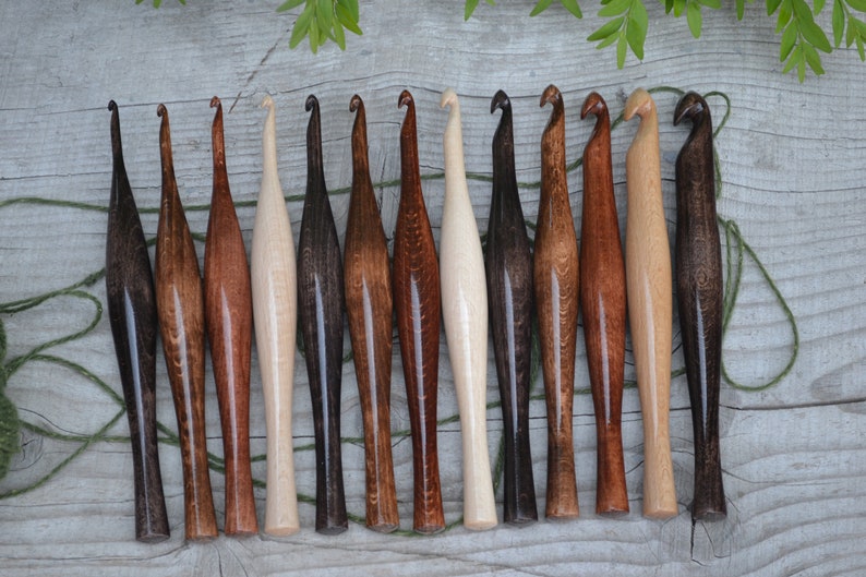 Hand turned Ergonomic Custom Crochet Hooks of European Beech image 0