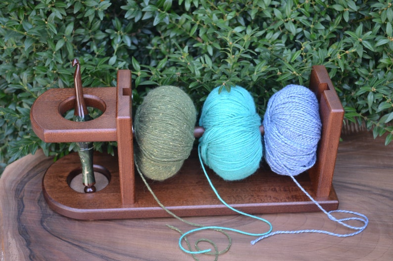 Handmade wooden yarn holder Knitting and crochet supplies Etsy