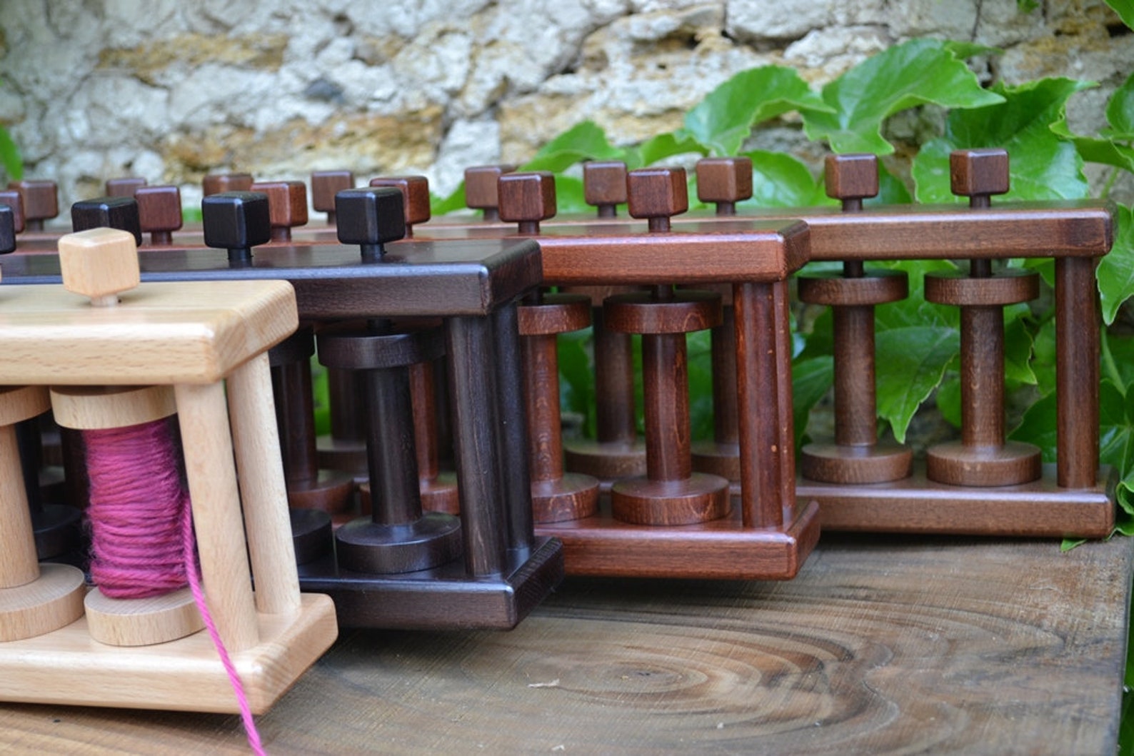 Hand turned Wooden Yarn / Bobbin Holder 10 spools for Etsy