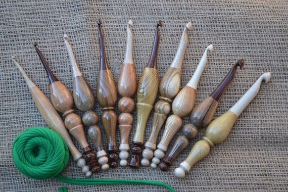 Hornbeam, Black Locust, Honey Locust, Pear, Apricot, Walnut etc. Made to order Hand turned Ergonomic Custom Crochet Hooks Premium design