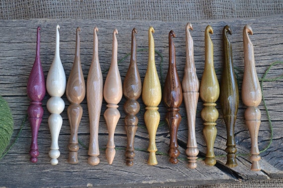 Hornbeam, Black Locust, Honey Locust, Pear, Apricot, Walnut etc. Made to order Hand turned Ergonomic Custom Crochet Hooks Premium design