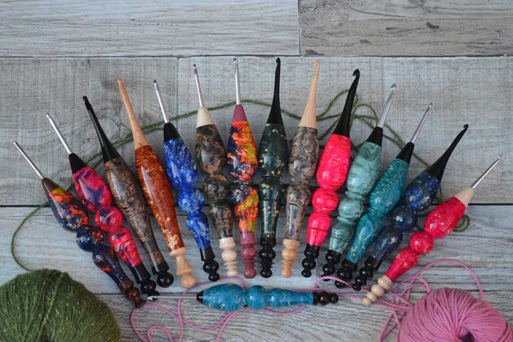 Hornbeam, Black Locust, Honey Locust, Pear, Apricot, Walnut etc. Made to order Hand turned Ergonomic Custom Crochet Hooks Premium design