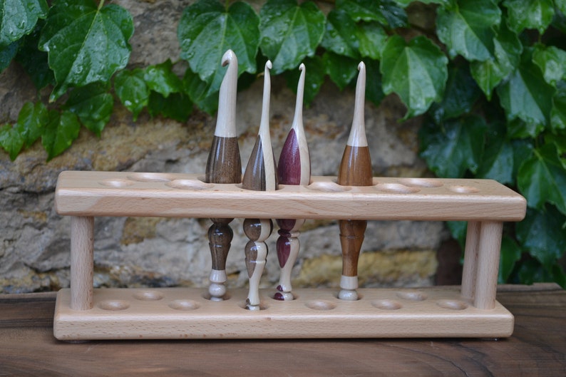 11 Holes Handmade Wooden Crochet Hook Caddy Crochet Hook Etsy