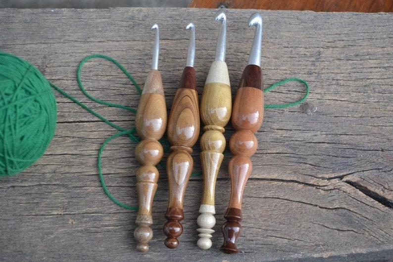 Hornbeam, Black Locust, Honey Locust, Pear, Apricot, Walnut etc. Made to order Hand turned Ergonomic Custom Crochet Hooks Premium design