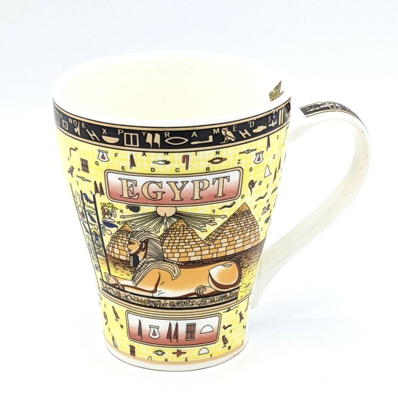 Vintage Egypt Souvenir Coffee Mug Pyramids Sphinx Hieroglyphs Etsy