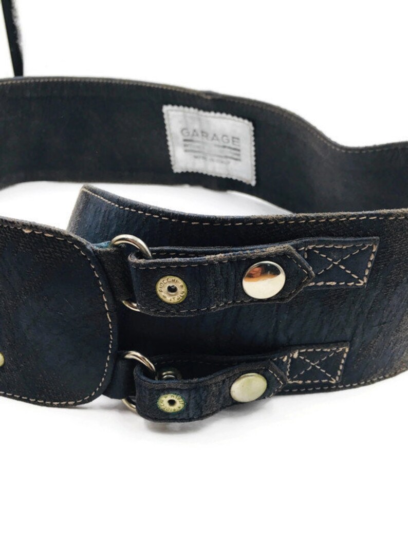 Vintage Wide Leather Belt made in Italy 1980/'s