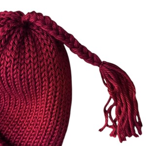 MELT THE ICE Hat Beanie | Braided Tassel | Handmade, Knitted with Brim image 7