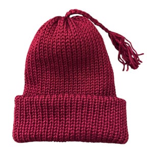 MELT THE ICE Hat Beanie | Braided Tassel | Handmade, Knitted with Brim image 6