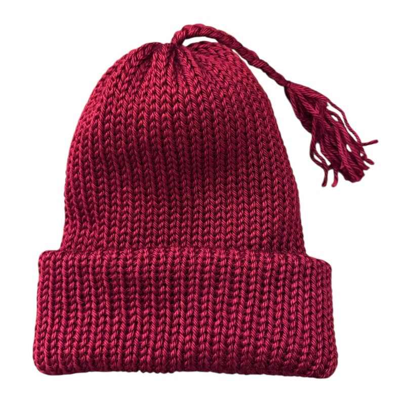 MELT THE ICE Hat Beanie | Braided Tassel | Handmade, Knitted with Brim image 6
