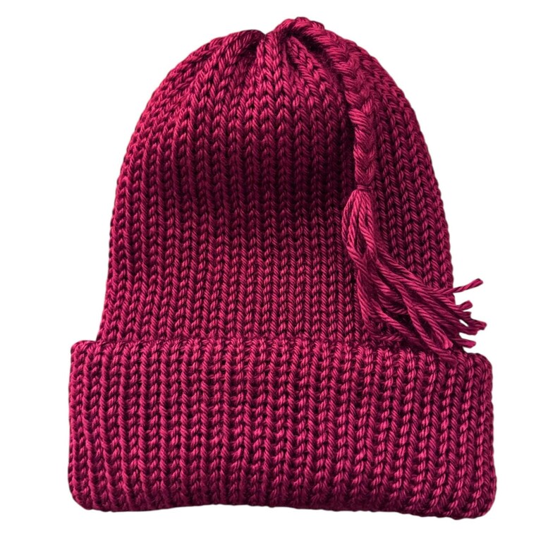 MELT THE ICE Hat Beanie | Braided Tassel | Handmade, Knitted with Brim image 5