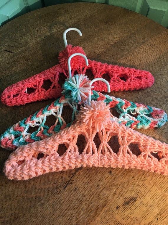 Items similar to 3 Funky Crocheted Hangers on Etsy