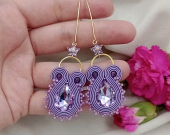 pendientes de amatista, pendientes de violeta, pendientes de ciruela, pendientes de lila, pendientes delicados, pendientes medianos