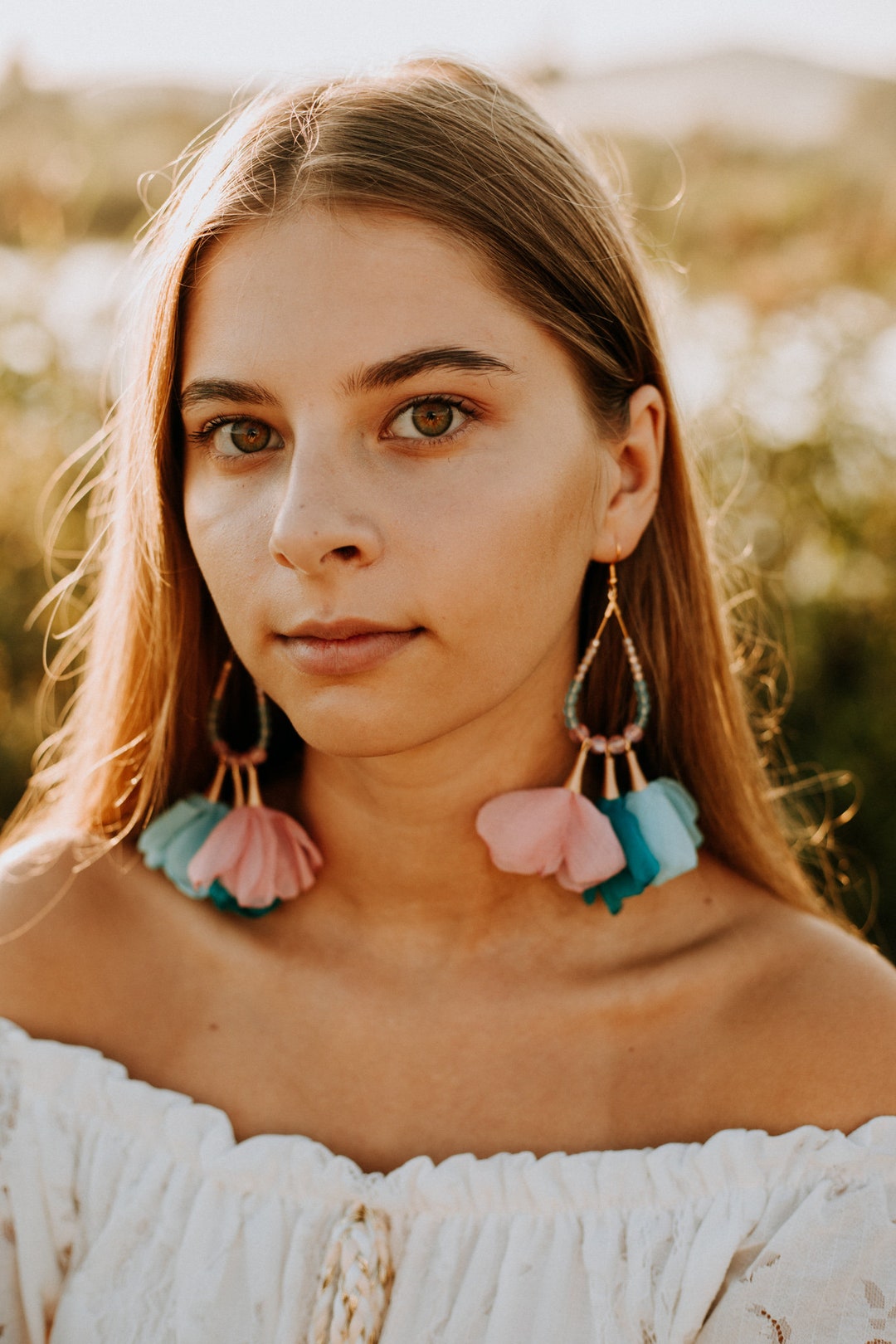 Romantic Linen Earrings Chandelier Pastel Earrings Etsy UK
