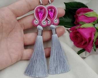 Boucles d'oreilles rose clair, cercles roses, boucles d'oreilles rose poudré, boucles d'oreilles clip rose poudré, bijoux pour la communion