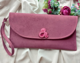 Mauve clutch, pink purse, fuchsia purse, purse for bridesmaid, wedding purse, bridal handbag, bridal purse, pink wedding, embroidery clutch