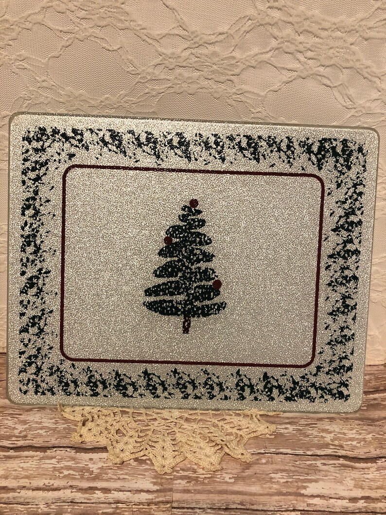 Vintage Frosted Glass Christmas Cutting Board, Christmas Glass Cutting Board Etsy