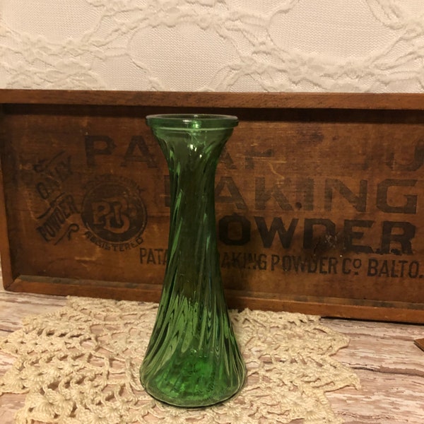 Vintage Green Bud Vase, Green Bud Vase