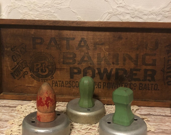 Set of Three Red and Green Wood Handle Biscuit or Doughnut Cutters Etsy