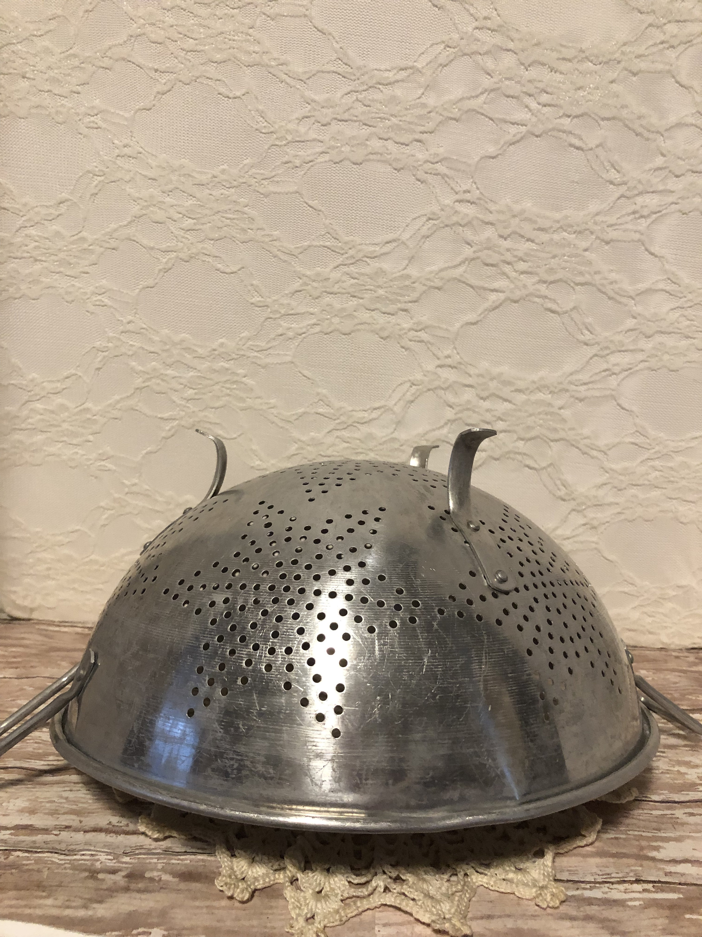 Vintage Aluminum Strainer, Aluminum Strainer, Aluminum Colander, Large