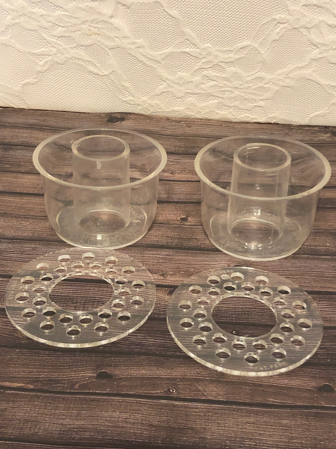 Vintage Flower Frogs And Candle Holders Set of Two Plastic Etsy