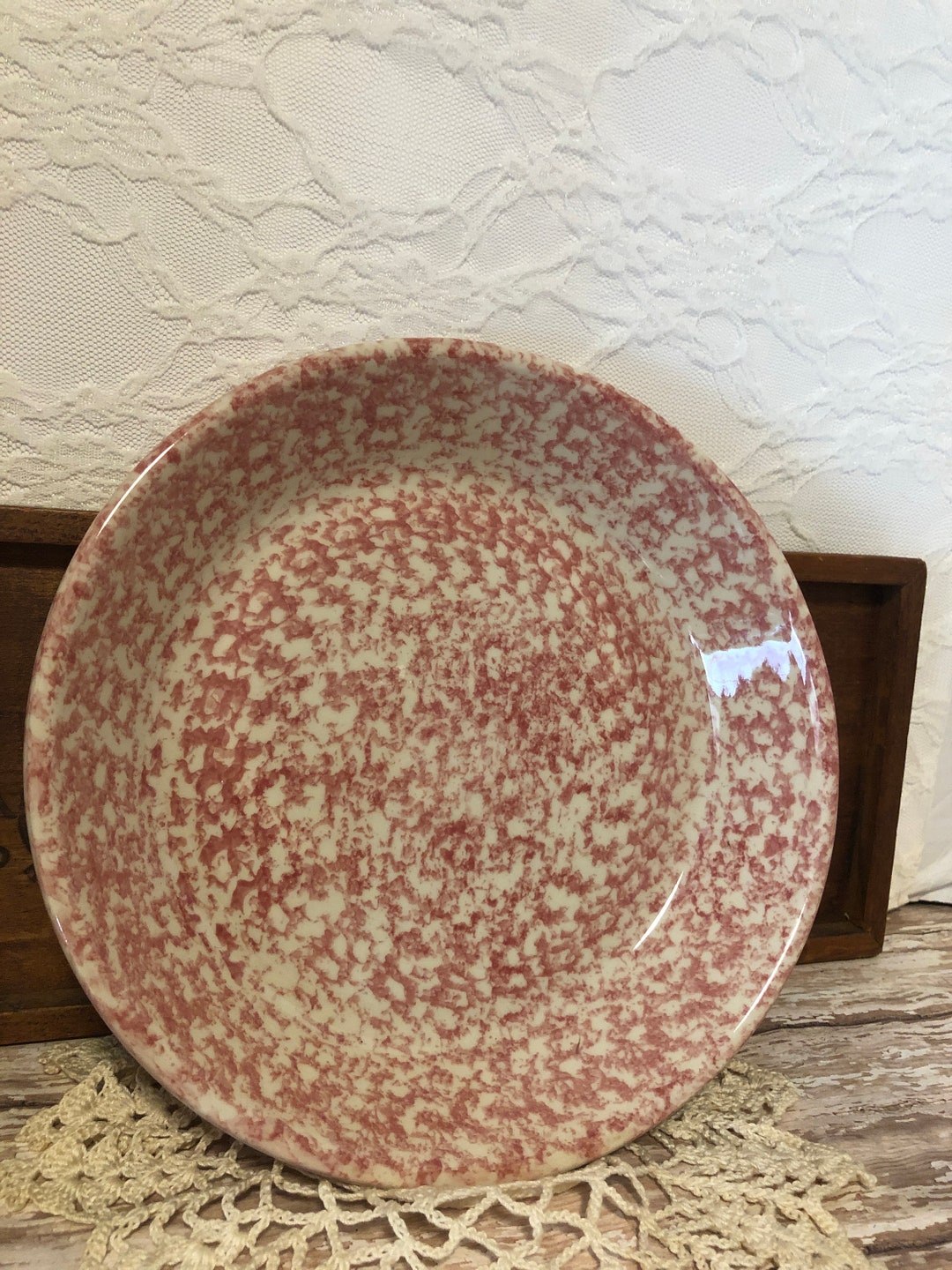 Vintage Henn Pottery Pie Plate, Pink and White Pie Plate Etsy