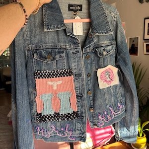 Hand embellished upcycled JCREW denim jacket