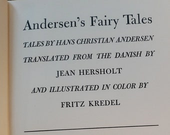 Vintage 1942 Andersen's Fairy Tales Hardback Book, Translated by Jean Hersholt Illustrated by Fritz Kredel Tales by Hans Christian Andersen