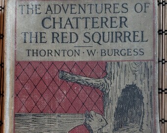 Vintage 1931 The Adventures of Chatterer The Red Squirrel Hardback Book Written by Thornton Burgess, Bedtime Story Book, Illustrations