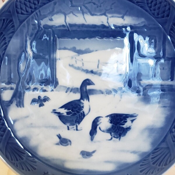 Vintage In The Old Farmyard Decorative Plate 1969 Royal Copenhagen Denmark Kai Lange Delft Blue Christmas Decor