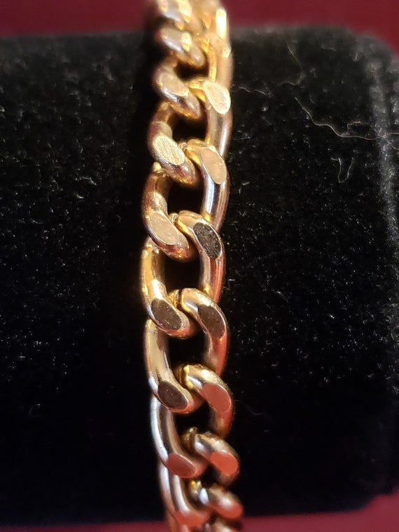 Vintage Unsigned Gold Colored Links Chunky Bracel… - image 2