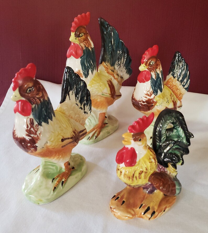 chicken and rooster figurines