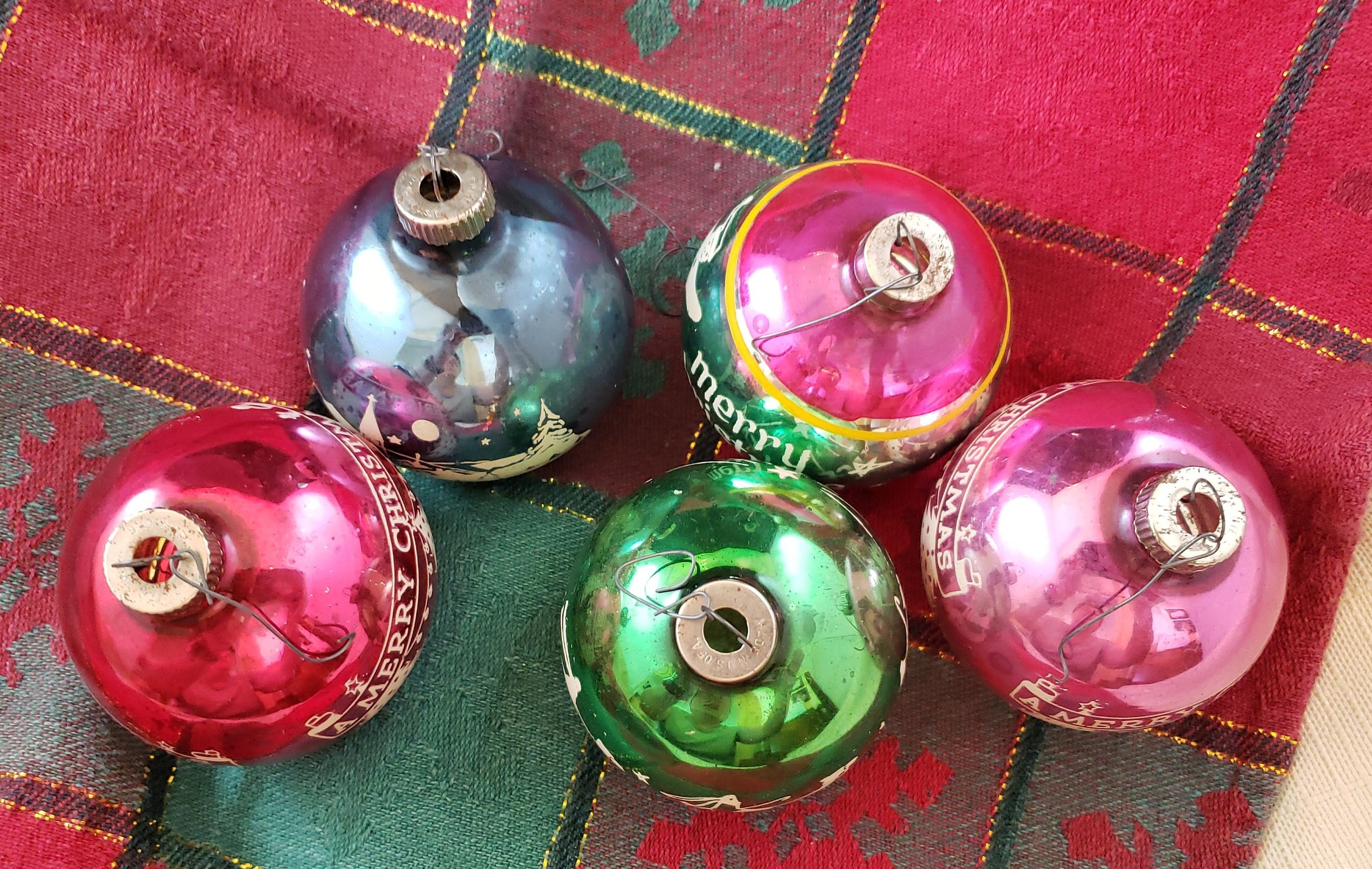 Five Vintage Breakable Ornaments With Decals in Green Blue Etsy